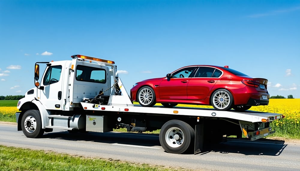 Budget Towing tow truck assisting a vehicle roadside